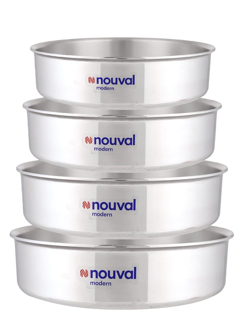 نوفال طقم صينية دائرية للخبز والبيتزا 4 قطع  ثقيل جدا24-26-28-30 سم بجودة عالية صناعة مصرية - Image 1